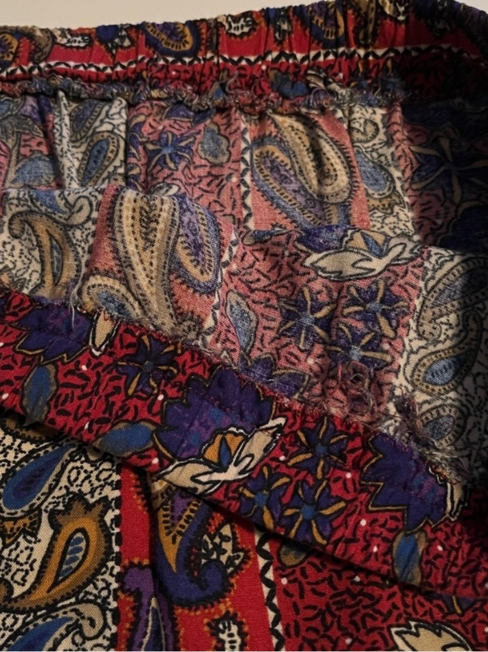 Handmade Boho Paisley Floral Skirt Elastic Waist Vibrant Multicolor - Picture 4 of 8
